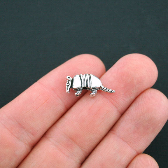 Armadillo Spacer Beads 10mm x 20mm - Silver Tone - 5 Beads - SC1677