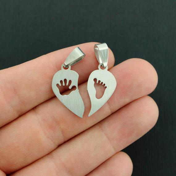 SALE Mother Child Silver Tone Stainless Steel Charms 2 Piece Set - MT190