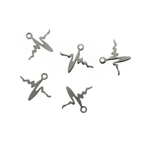 5 breloques en acier inoxydable argenté Heartbeat 2 faces - MT738