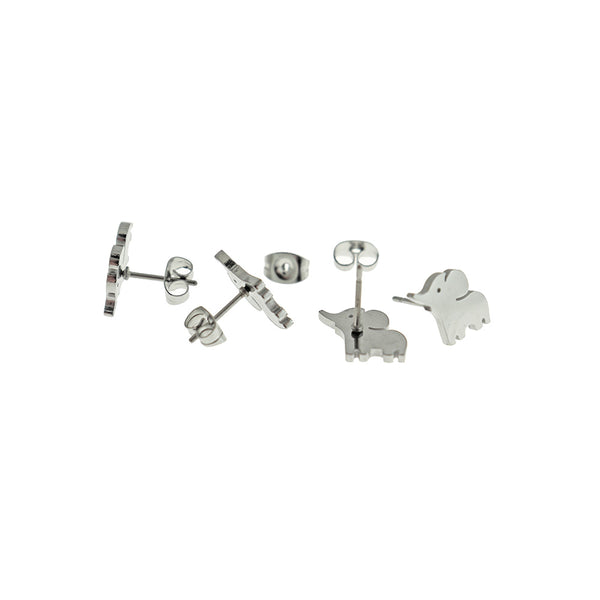 Boucles d'oreilles en acier inoxydable - clous bébé éléphant - 12 mm x 10 mm - 2 pièces 1 paire - ER919