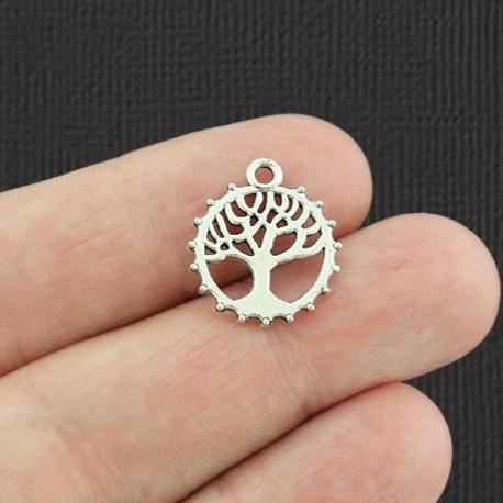 BULK 100 Tree of Life Antique Silver Tone Charms 2 Sided - SC4278