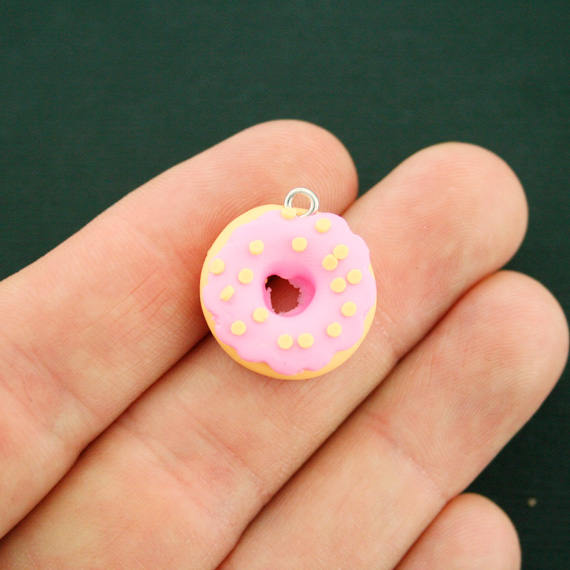 4 Donut Polymer Clay Charms - E394