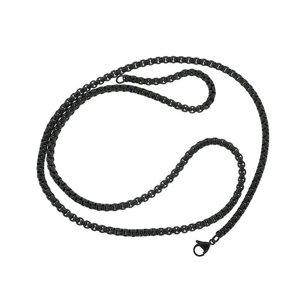 Collier de chaîne de boîte en acier inoxydable noir Gunmetal 24" - 3,5 mm - 1 collier - N605