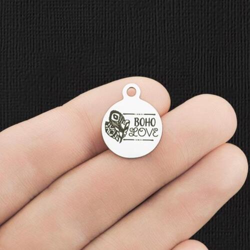 Boho Love Stainless Steel Small Round Charms - BFS002-5810