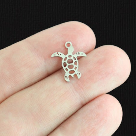 2 Turtle Stainless Steel Charms 2 Sided - SSP554