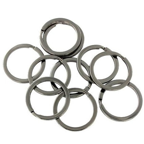 Gunmetal Tone Key Rings - 25mm - 10 Pieces - Z684