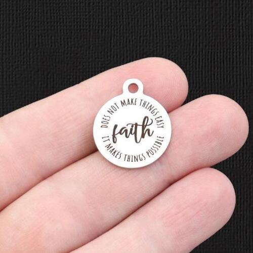 Breloques Faith en acier inoxydable - ne rend pas les choses faciles, elles rendent les choses possibles - BFS001-5853