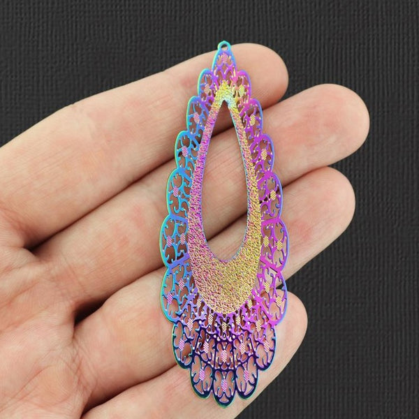 Filigree Rainbow Electroplated Enamel Charm - E260