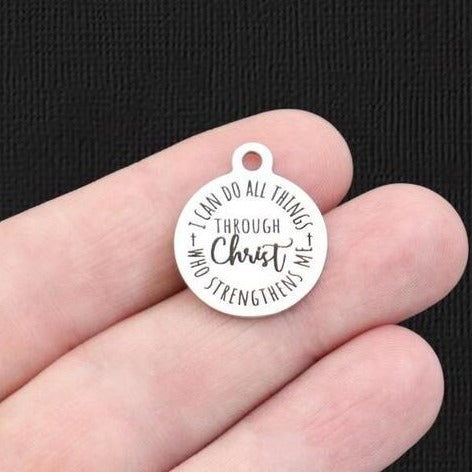 Christ Stainless Steel Charms - I can do all things through Christ who strengthens me - BFS001-5854
