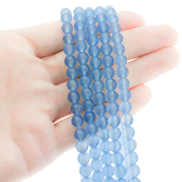 6mm Natural Blue Chalcedony Gemstone Beads - Full Strand Approx 60 Beads - BD1555