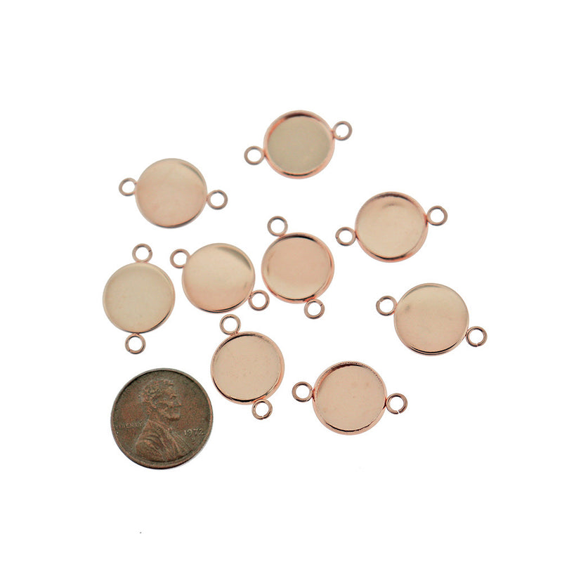 Rose Gold Stainless Steel Cabochon Connector Settings - 12mm Tray - 4 Pieces - CBS014