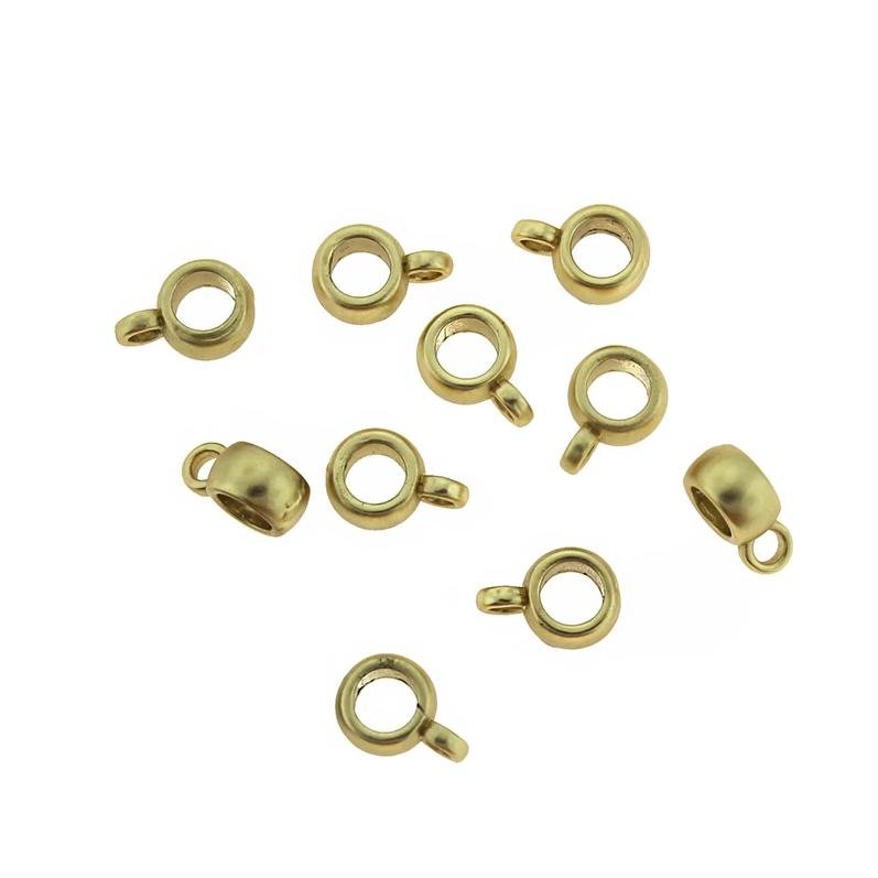 Bail Beads 9mm x 6mm - Real Gold Plated - 5 Beads - FD816