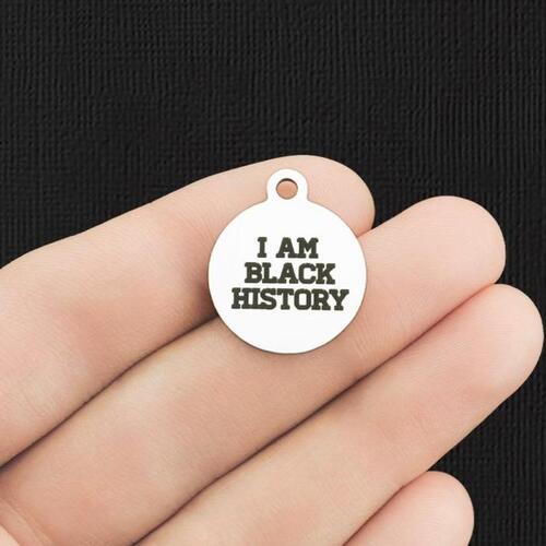 Black History Stainless Steel Charms - I am - BFS001-5888