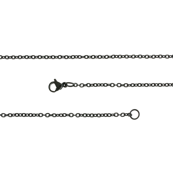 Black Stainless Steel Cable Chain Necklace 21.5" - 2mm - 1  Necklace - N499