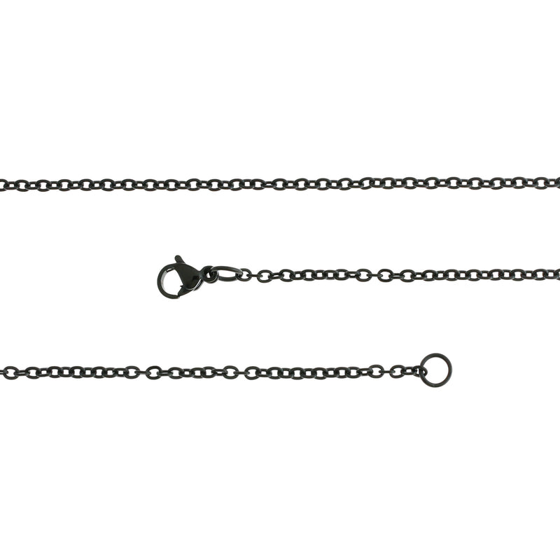 Black Stainless Steel Cable Chain Necklaces 21.5" - 2mm - 10 Necklaces - N499