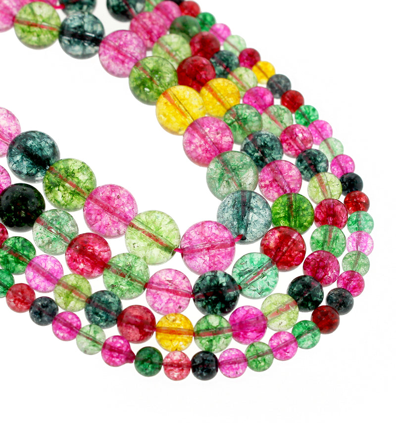 Round Crystal Beads 6mm - 12mm - Choose Your Size - Assorted Candy Colors - 1 Full 15" Strand - BD1841