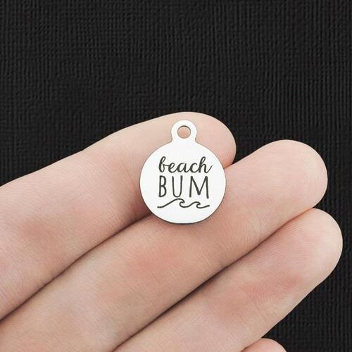 Beach Bum Stainless Steel Small Round Charms - BFS002-5914