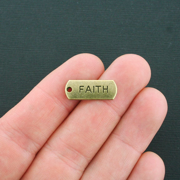 8 Faith Antique Bronze Tone Charms - BC1204