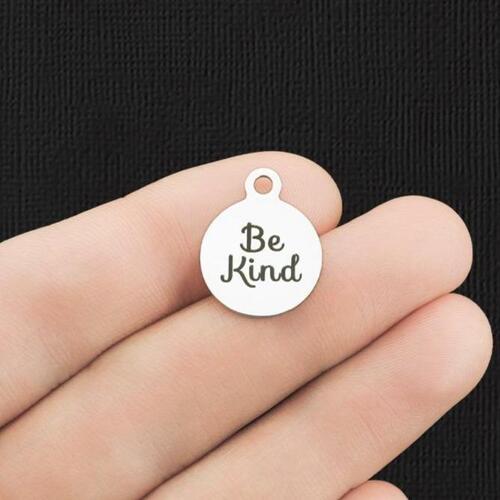 Be Kind Stainless Steel Small Round Charms - BFS002-5918