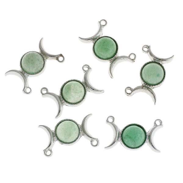 Crescent Moon Connector Charm With Natural Green Aventurine Gemstone - SC731