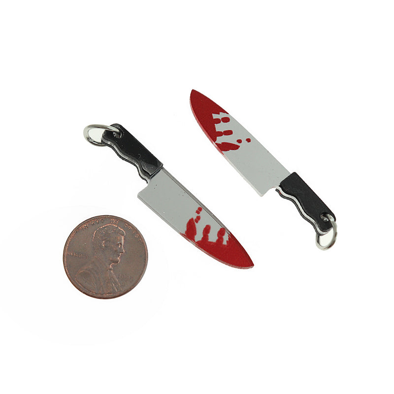 2 Horror Bloody Knife Acrylic Charm 2 Sided - K570
