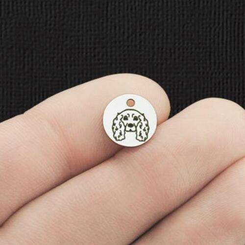 Cocker Spaniel Stainless Steel 10mm Round Charms - BFS005-5980