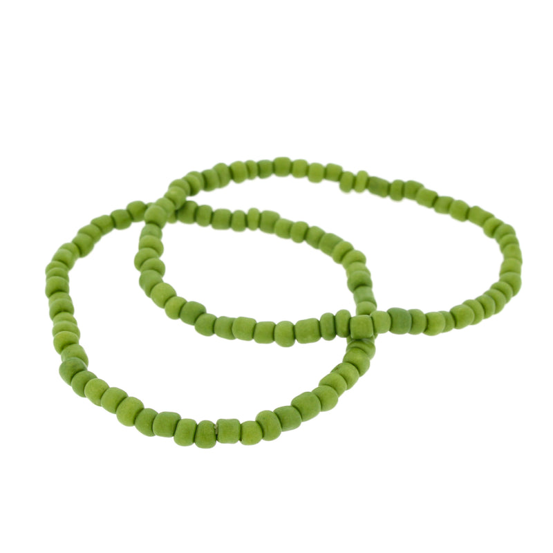 Bracelet Perles de Verre Graines - 65mm - Vert Olive - 1 Bracelet - BB092