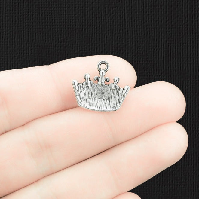 10 Crown Antique Silver Tone Charms - SC1402