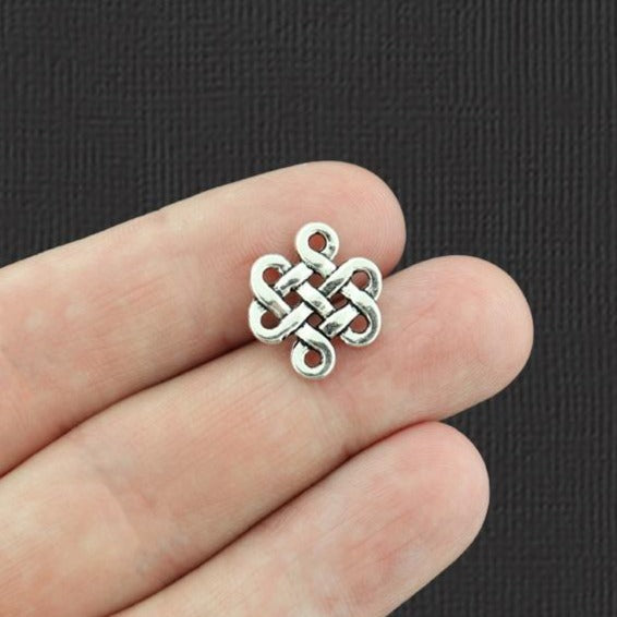 15 Celtic Knot Connector Antique Silver Tone Charms 2 Sided - SC1242