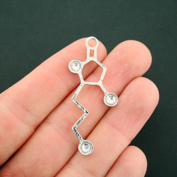 2 Whisky Molecule Antique Silver Tone Charms - SC7115