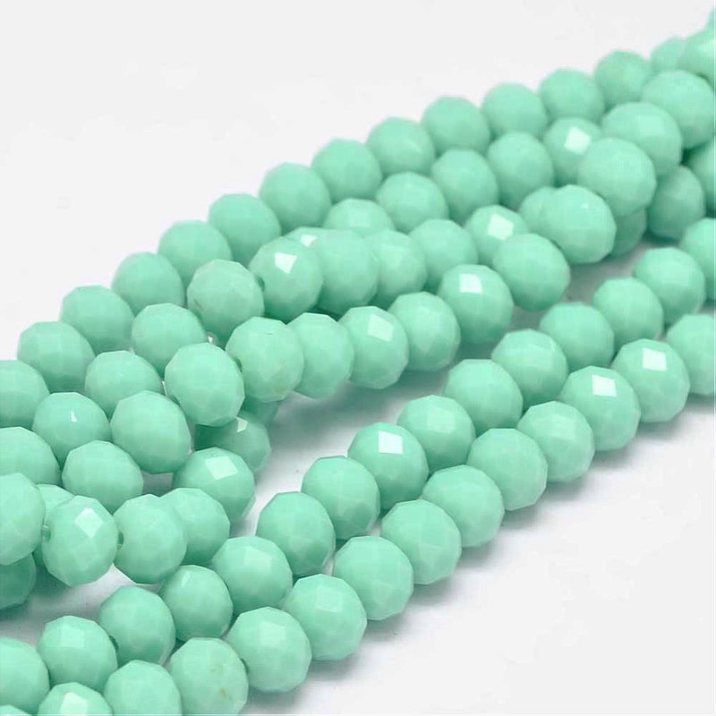 Faceted Glass Beads 8mm x 6mm - Mint Green - 1 Strand 70 Beads - BD1235