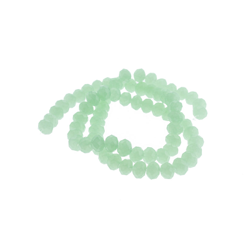 Faceted Glass Beads 8mm x 6mm - Mint Green - 1 Strand 70 Beads - BD2684