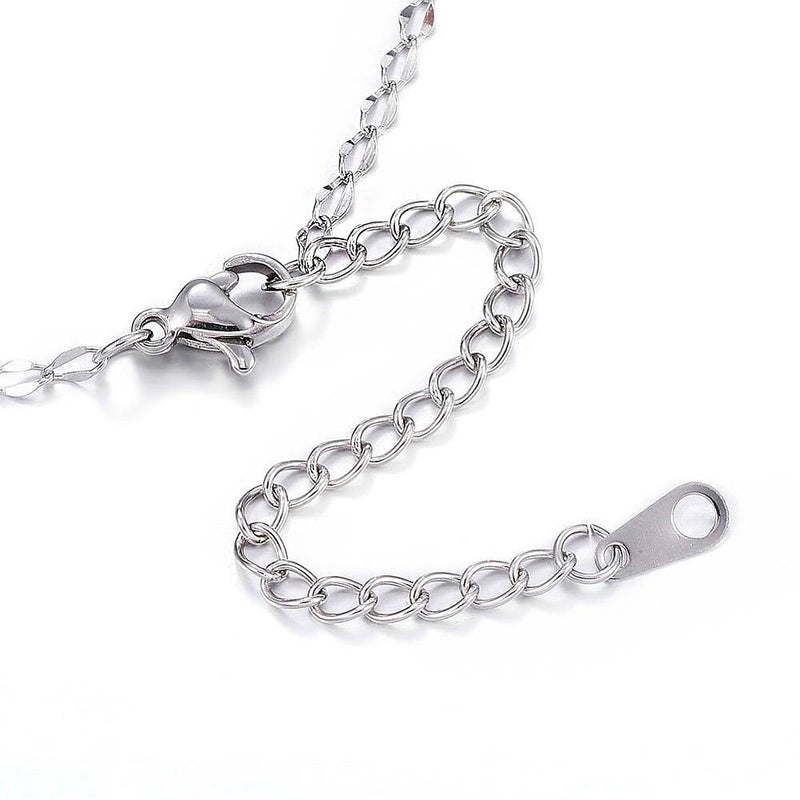 Stainless Steel Curb Chain Necklaces 16" Plus Extender - 3mm - 5 Necklaces - N406