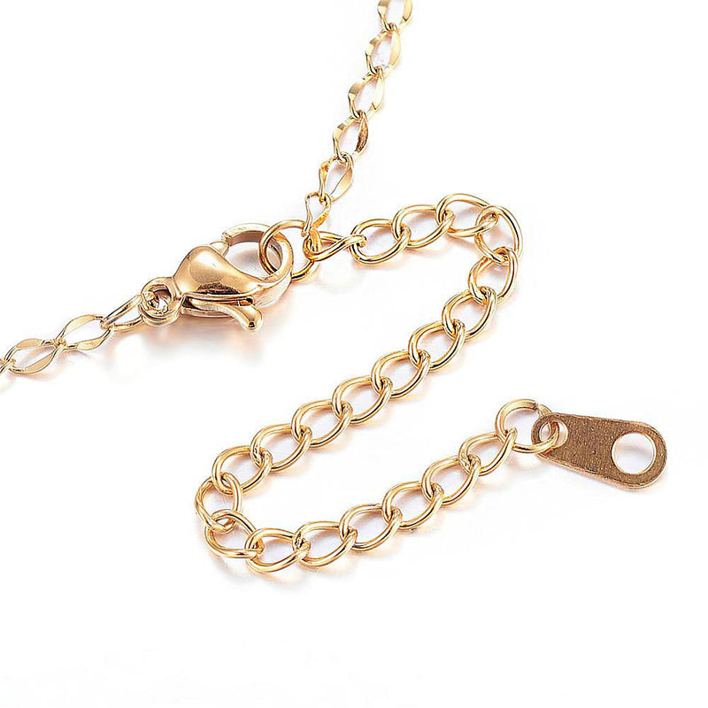 Gold Stainless Steel Curb Chain Necklace 16" Plus Extender - 3mm - 1 Necklace - N410
