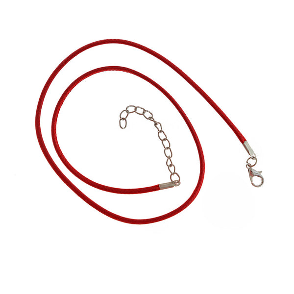 Collier Cordon Wax Rouge 17" Plus Extender - 3mm - 5 Colliers - N132