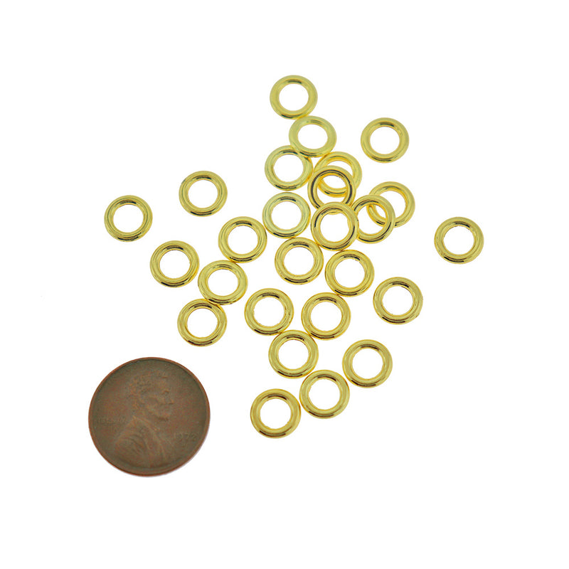 SALE 25 Linking Ring Gold Tone Charms 2 Sided - J261