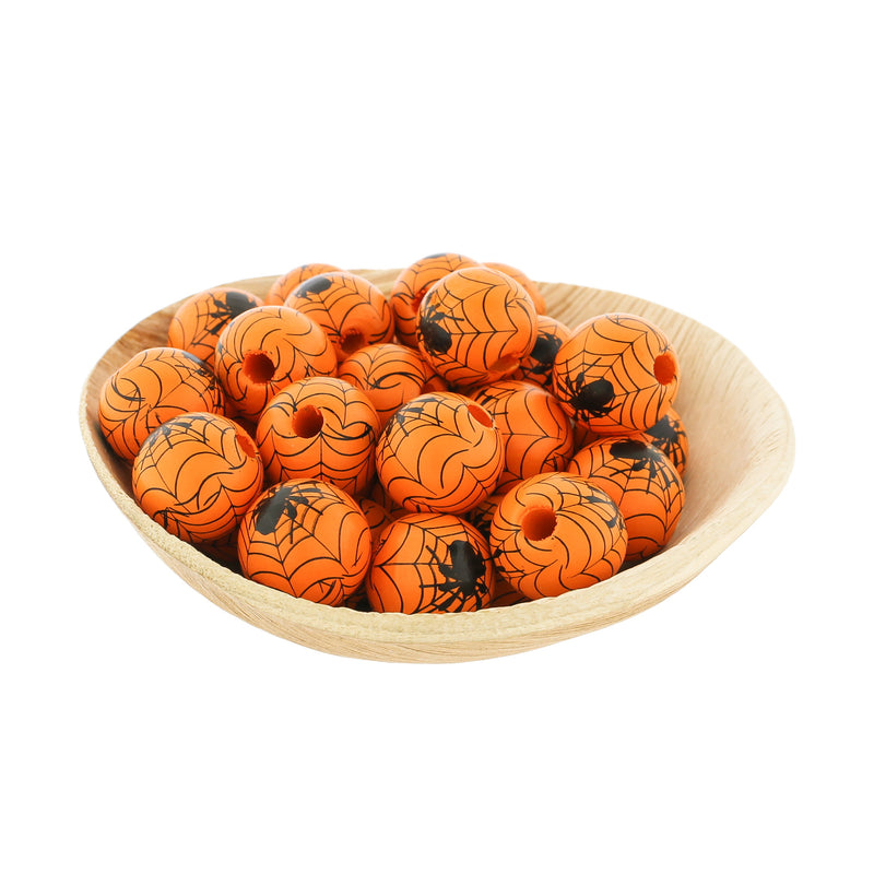 Perles en Bois Intercalaire 16mm - Toile d'Araignée Orange - 10 Perles - BD1260