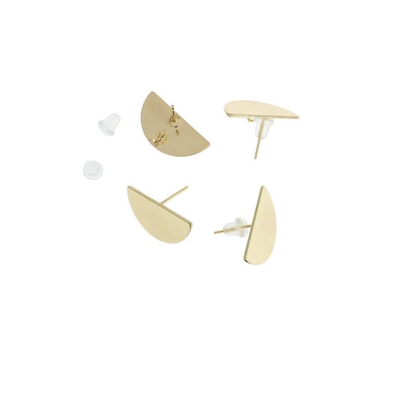 Boucles d'oreilles dorées - Demi-rond géométrique avec boucle - 21 mm x 10 mm - 2 pièces 1 paire - ER320