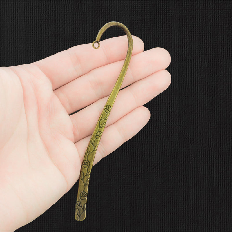 2 Bookmarks Antique Bronze Tone Charms 2 Sided 122mm - BC333