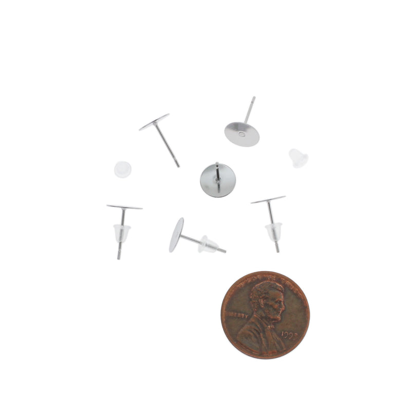 Boucles d'oreilles en acier inoxydable - Bases de clous - 8 mm x 12 mm - 50 pièces 25 paires - FD909