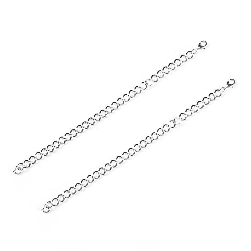 Antique Silver Tone Curb Chain Bracelet 8 3/8" - 7.0mm - 1 Bracelet - N409