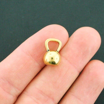 4 Kettlebell Antique Gold Tone Charms 3D - GC814