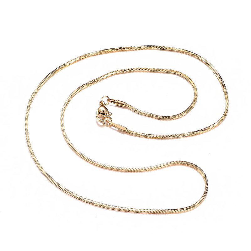 Gold Stainless Steel Snake Chain Necklace 18" - 1mm - 1 Necklace - N440
