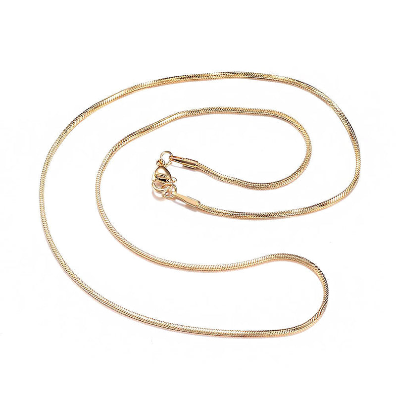 Gold Stainless Steel Snake Chain Necklaces 18" - 1mm - Choose Your Quantity!