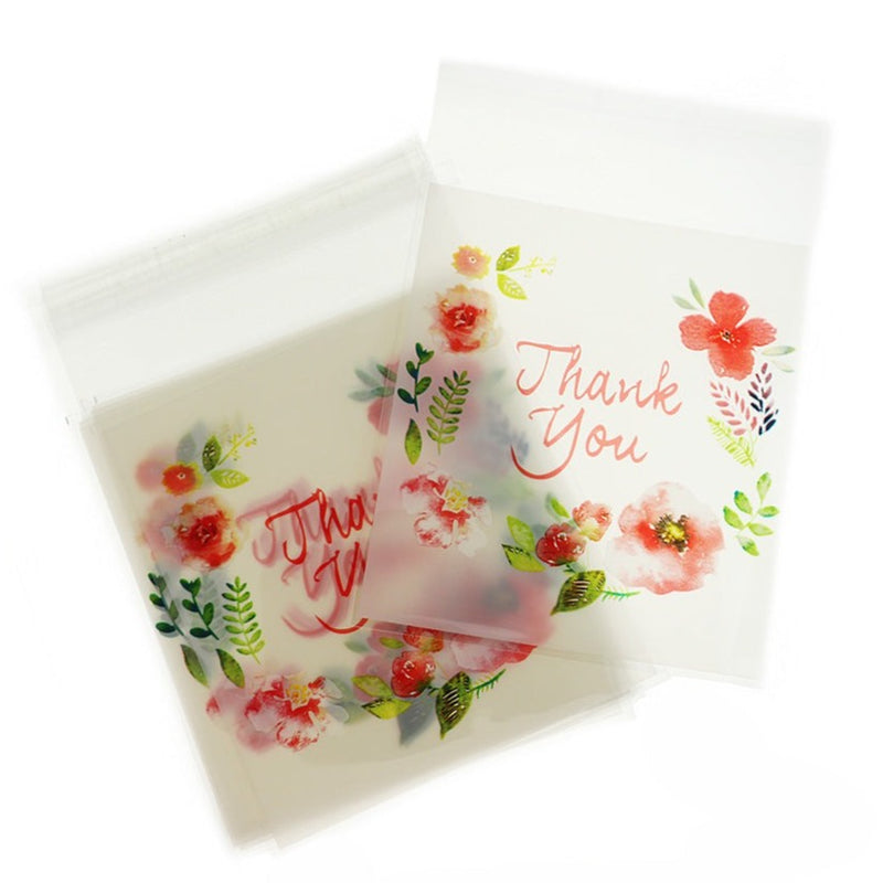 20 Thank You Cellophane Bags 140mm x 100mm Self Adhesive Seal - TL256