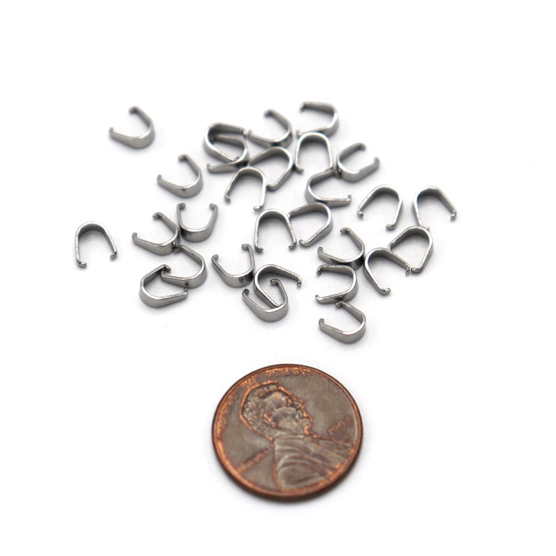 Stainless Steel Pinch Bail - 5.5mm x 5.5mm - 20 Pieces - FD957