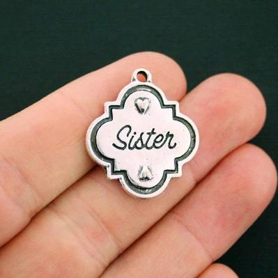 6 Sister Antique Silver Tone Charms - SC6109