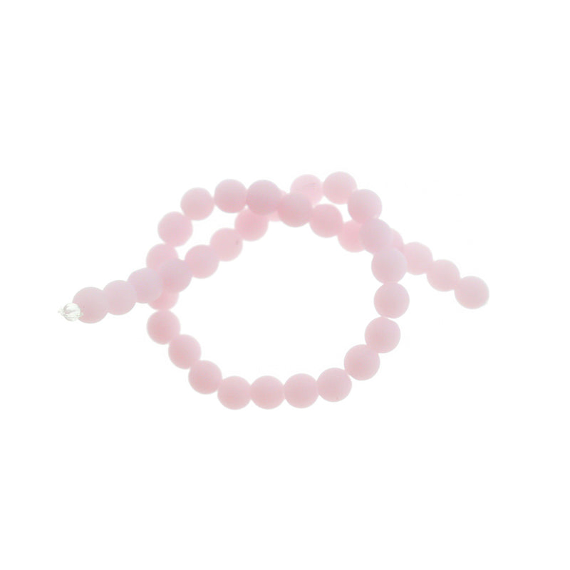 Round Cultured Sea Glass Beads 6mm - Frosted Pink - 1 Strand 32 Beads - U213