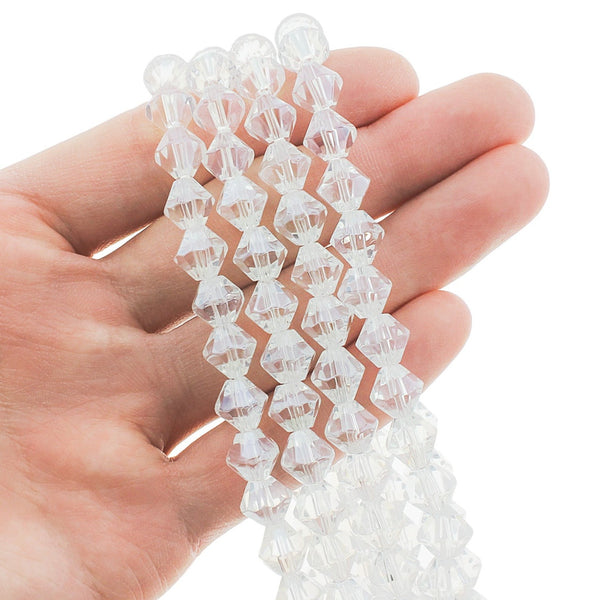 Bicone Glass Beads 8mm - Clear - 1 Strand 38 Beads - BD2685