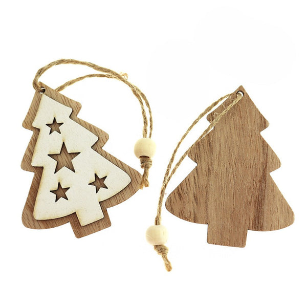 Christmas Tree Natural Wood Charm - WP563